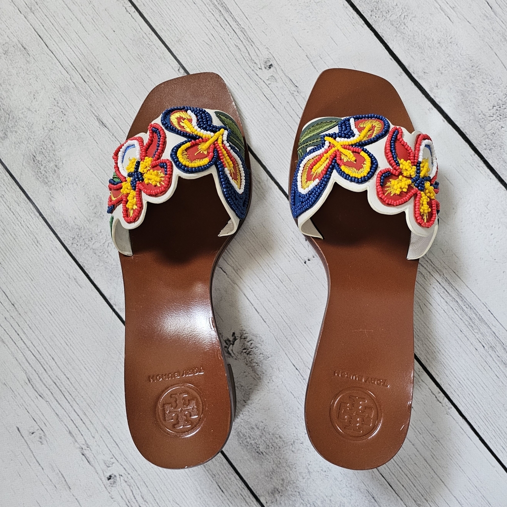 New Without Box Tory Burch Bianca Multicolor Floral Sandals 5.5